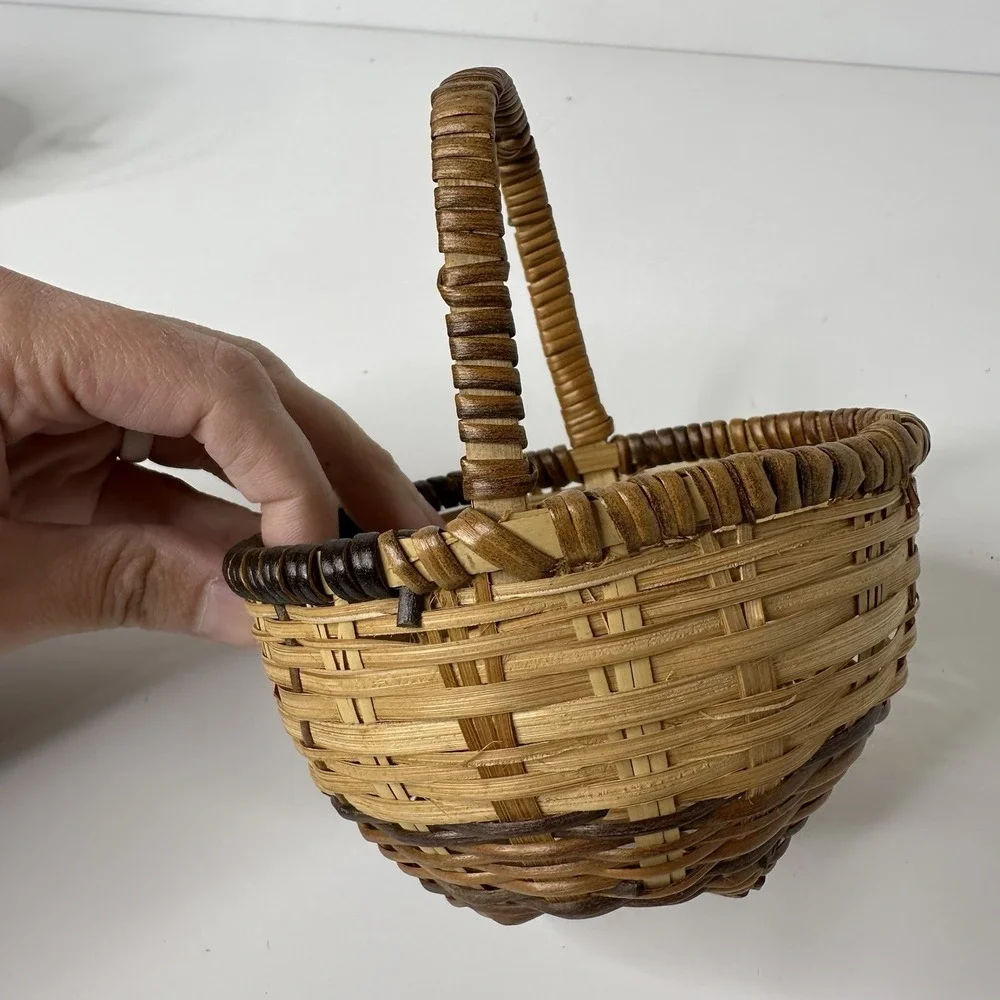 4 Miniature Handmade Woven Baskets Doll Accessory‎ Trinket Rustic Farmhouse 5